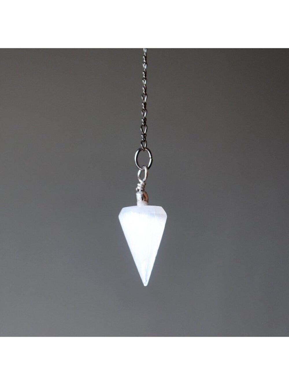 Selenite Pendulum Celestial White Destiny Stone Crystal Dowsing Divination Tool